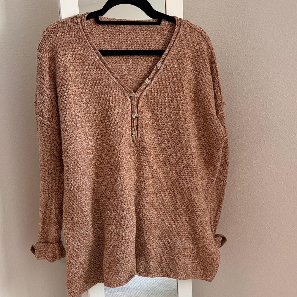 SHEIN Brown V-Neck Sweater